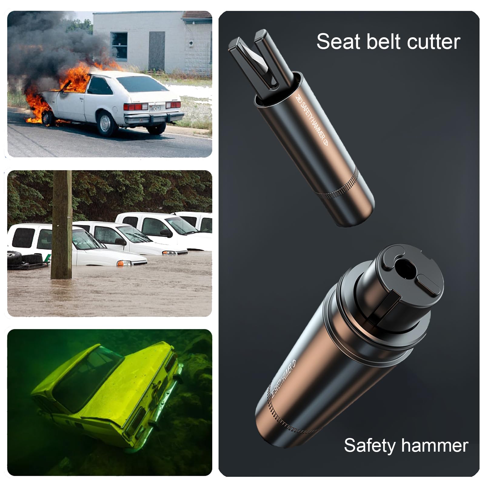 Vsshe 2-in-1 Nothammer Auto | Glasbrecher & Gurtschneider Für Notfälle