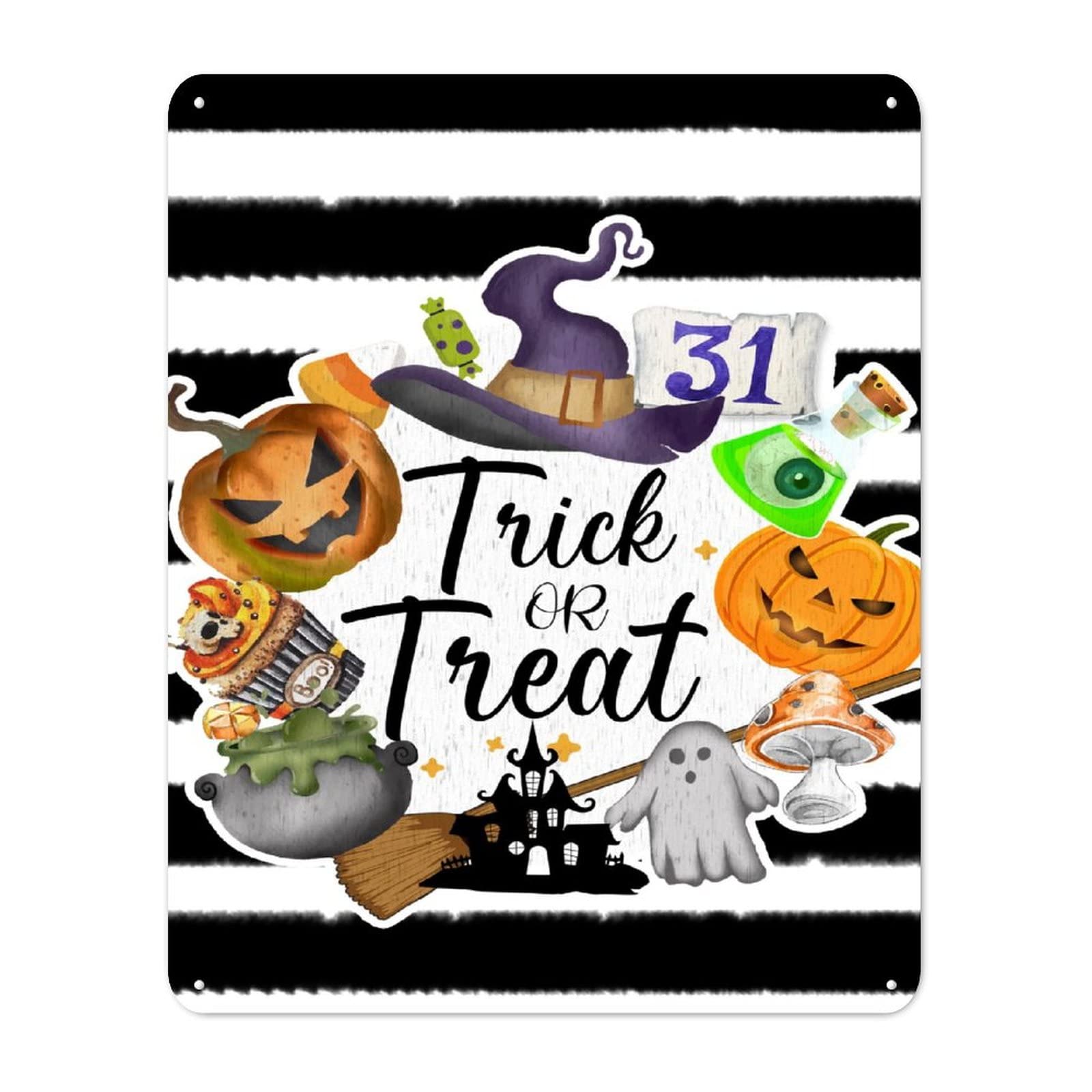 Letrero de metal de Halloween decoración duradera sin plástico para pared rústica