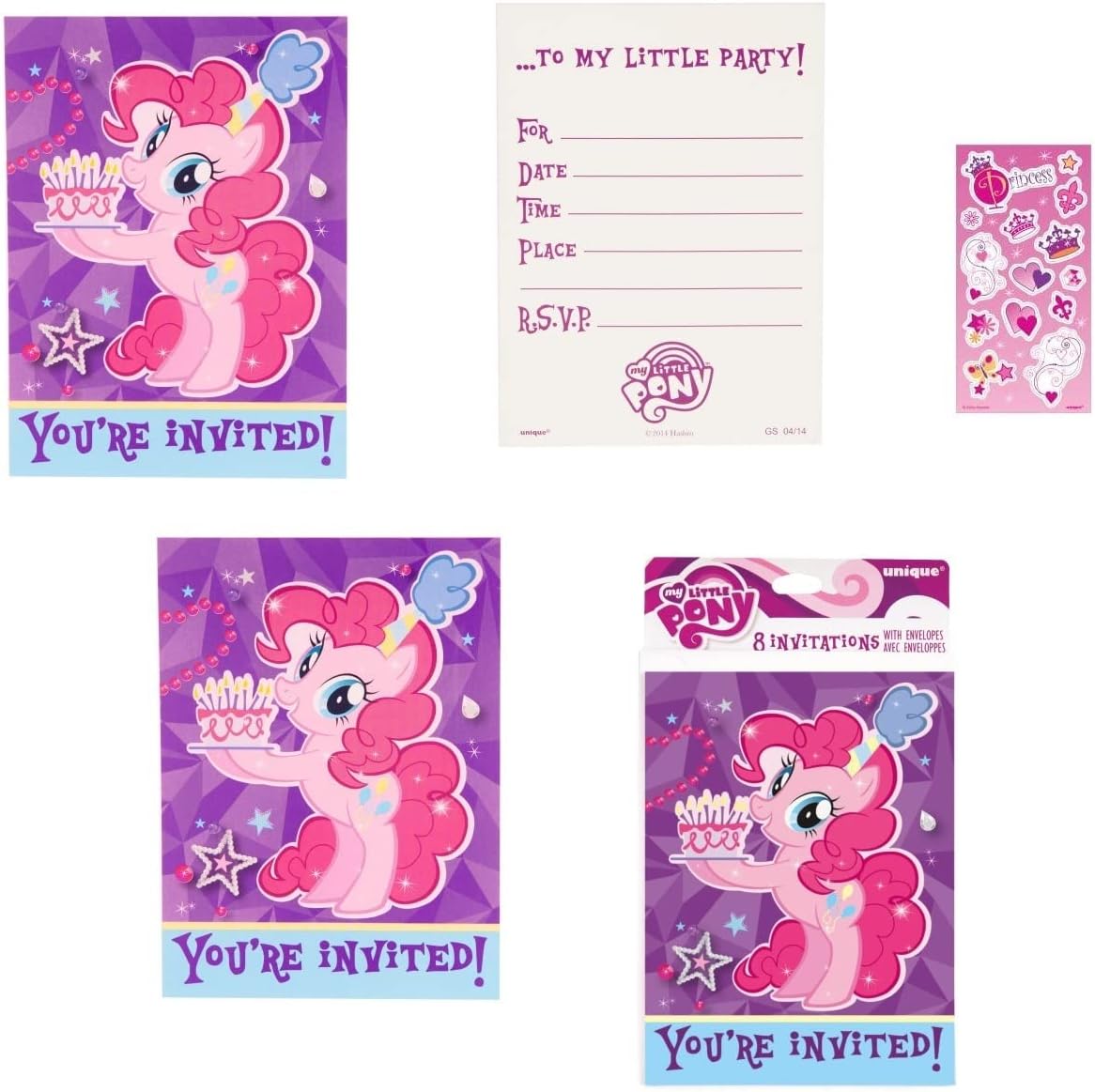 Unique My Little Pony Party Supplies Bundle Pack includes 24 Party Invitations with Envelopes