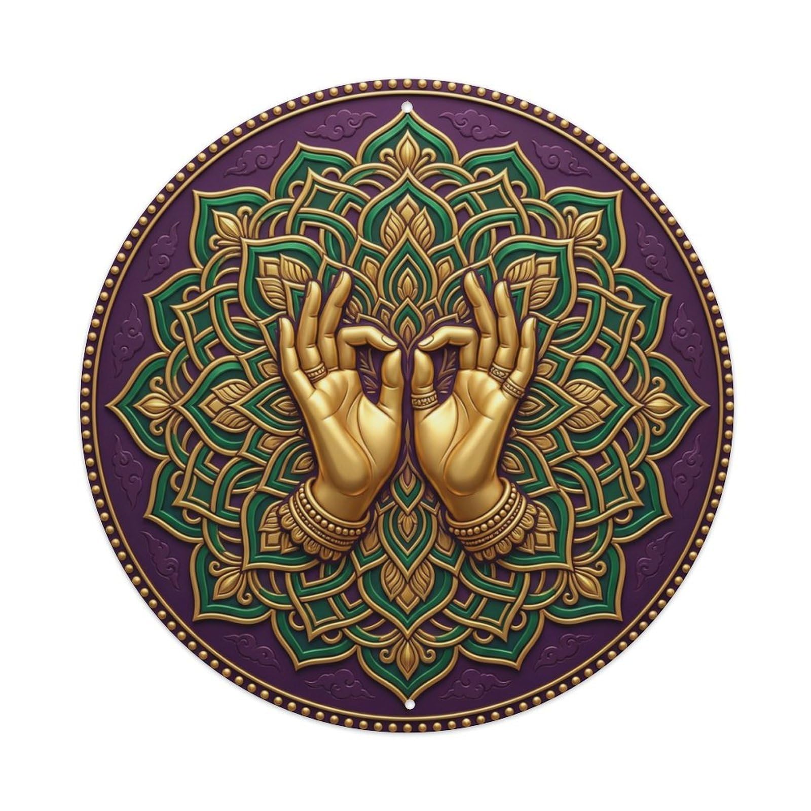 Fyrn Style Metal Tin Sign Vintage Namaste Wisdom Mudra Spiritual Flower Zen Yoga