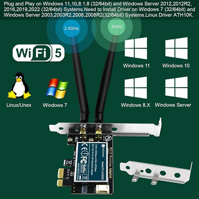 Tarjeta WiFi PCI Express Dual Band 1200Mbps miniatura 3
