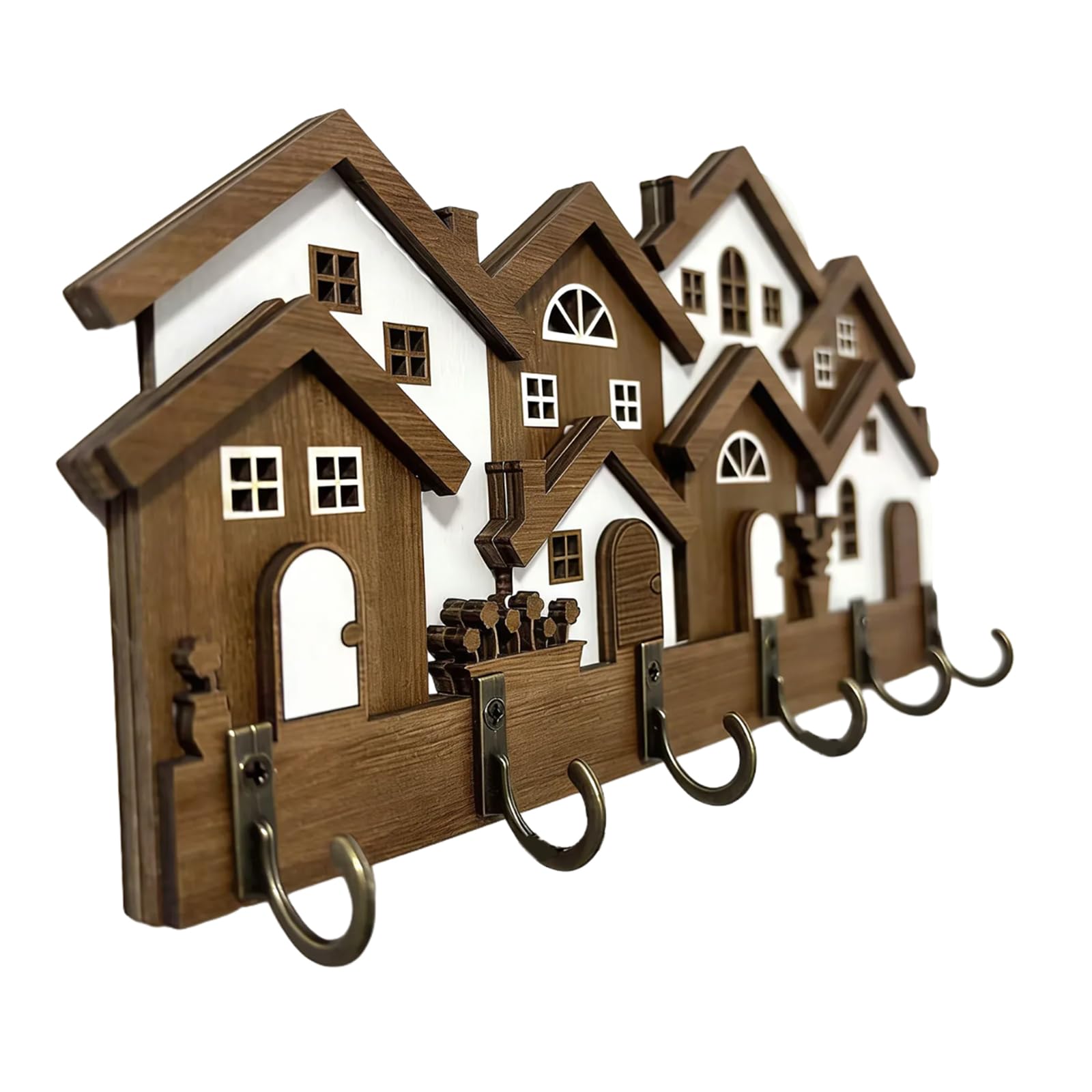 Kaeltsyn Wooden 3D House Hanger Artistic Storage Rack for Entryway Functional and Home Decoration European House Rack