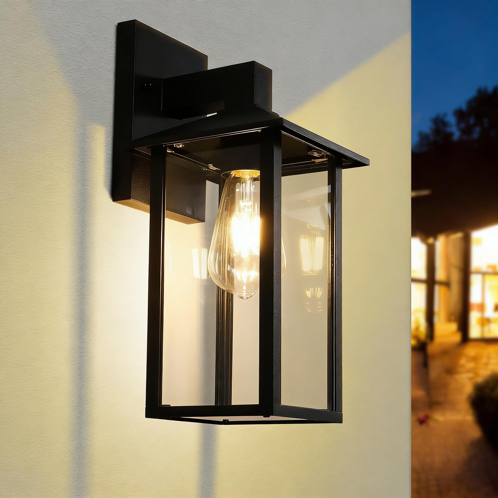 EBION 1 Stück Wandleuchte Aussen E27,Außenlampe Aluminium Schwarz,Außenwandleuchte Modern, Aussenlampe Wand IP44 Wasserdicht,Max 40W(Ohne Leuchtmittel)