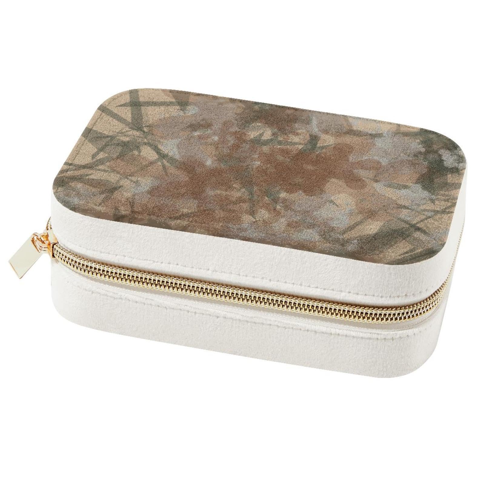 Boîte à bijoux portable en bambou pour bagues et colliers féminins