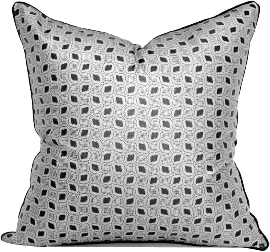 HBJWOV Chinese Silver Gray ometric Abstract Sofa Pillow Cover Hotel Villa Soft Cushion