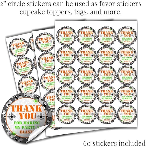 Miniatura 4 de Kit de calcomanías de camuflaje para fiesta de cumpleaños, 429 piezas. Incluye 60 2 calcomanías circulares para recuerdos y bolsas de regalos, 45