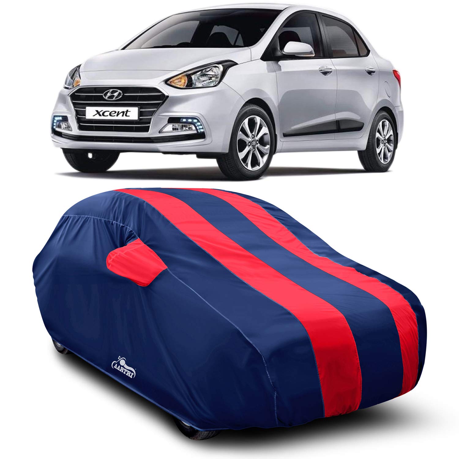 Black Hill Quality Water Resistant Dust Proof Car Body Cover Compatible with Hyundai Xcent (Red with Mirror)