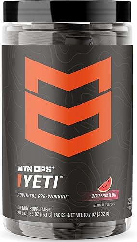 Vista 16 de MTN OPS Yeti Trail Packs - Bebida energética en polvo preentrenamiento con creatina, 200 mg de cafeína y BCAA con beta alanina, 20 porciones