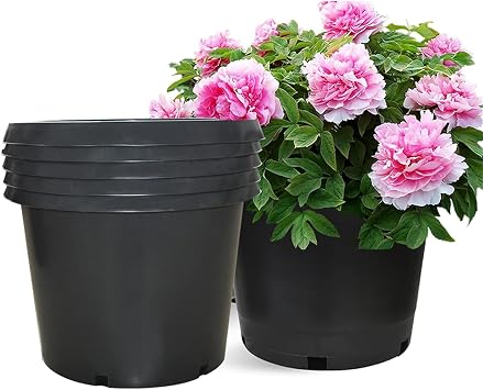 Plant Nursery Pot 5-Pack 20 Gallon Plastic Garden Planter Pots