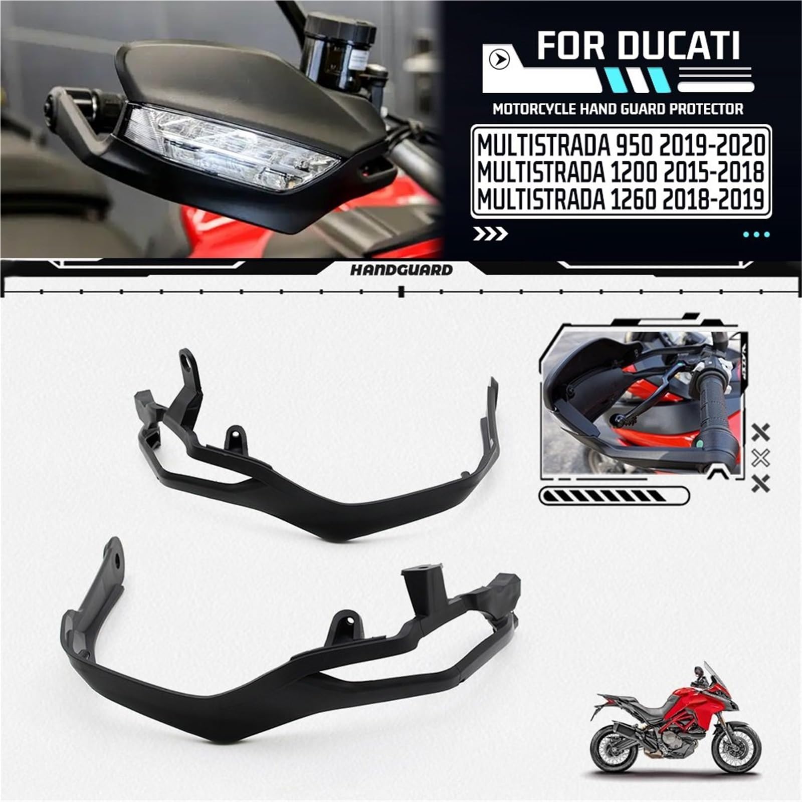 Manubrio Handguard Adatto per Ducati MULTISTRADA 1260 MTS950 MTS1200 Paramani moto Protezione manubrio Staffa Paramani
