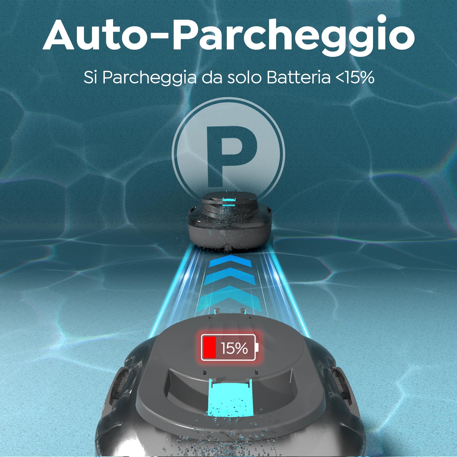 S1PRO (Versione 2026) Robot Piscina Senza Fili, 120 Min di Pulizia, Doppio Motore Aspiratore Piscina, Ricarica 2,5 Ore, per Piscine a Fondo Piatto Fino a 100 m², Grigio