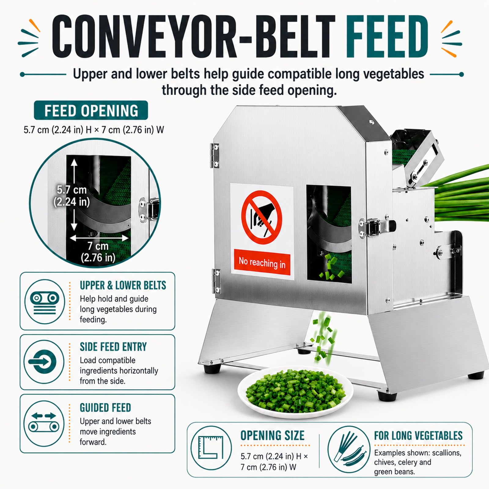 SHAHRYAR Commercial Vegetable Slicer 100 Kg/H Gastronomie 2000 RPM | 3-Kurvensichelmesser Für Zwiebeln, Kartoffeln, Track-Einzug Mit Schutzabdeckung Für Sicheres Tägliches Meal Prep