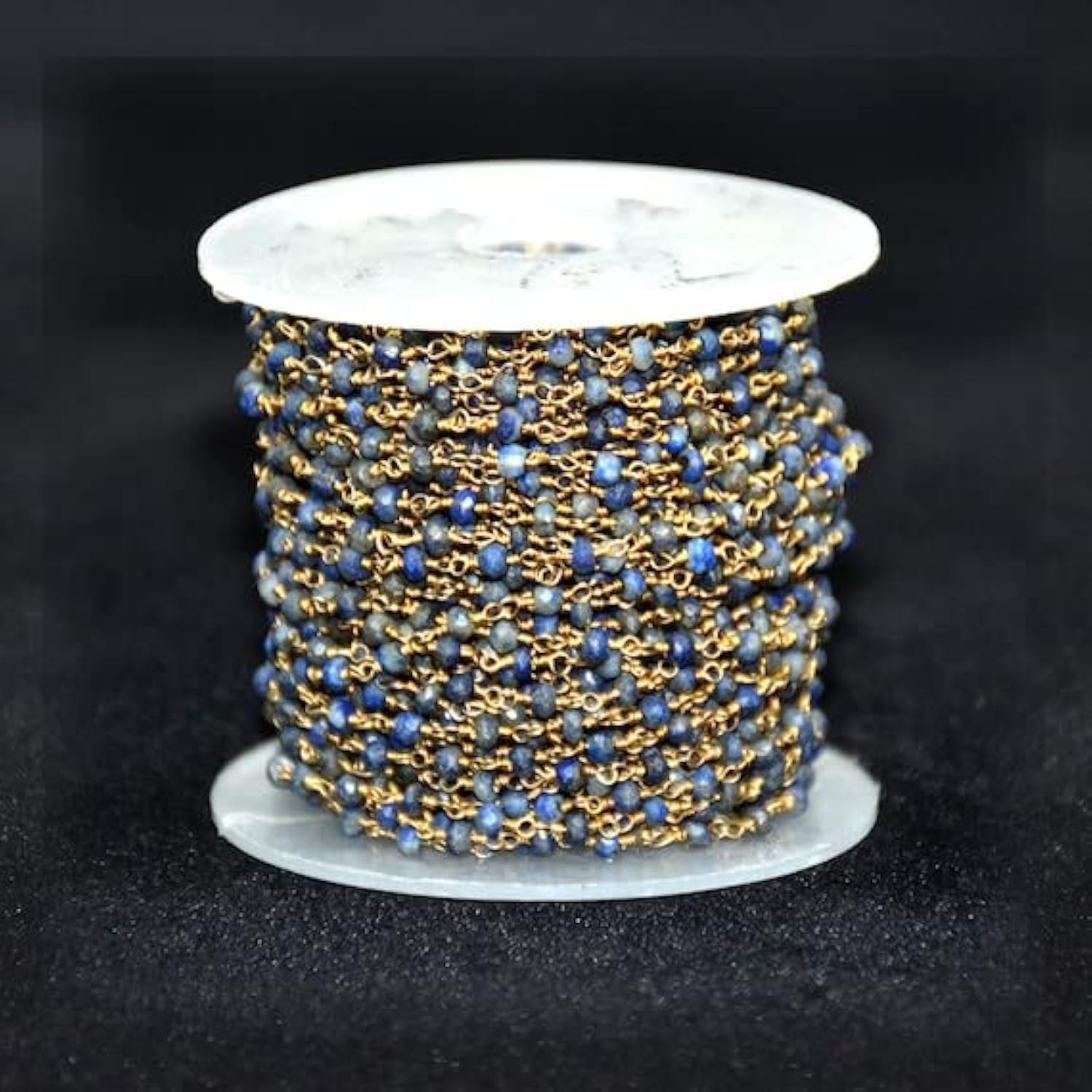 Chaîne rosaire lapis-lazuli plaqué or LKBEADS de 10 pieds pour création de bijoux de perles