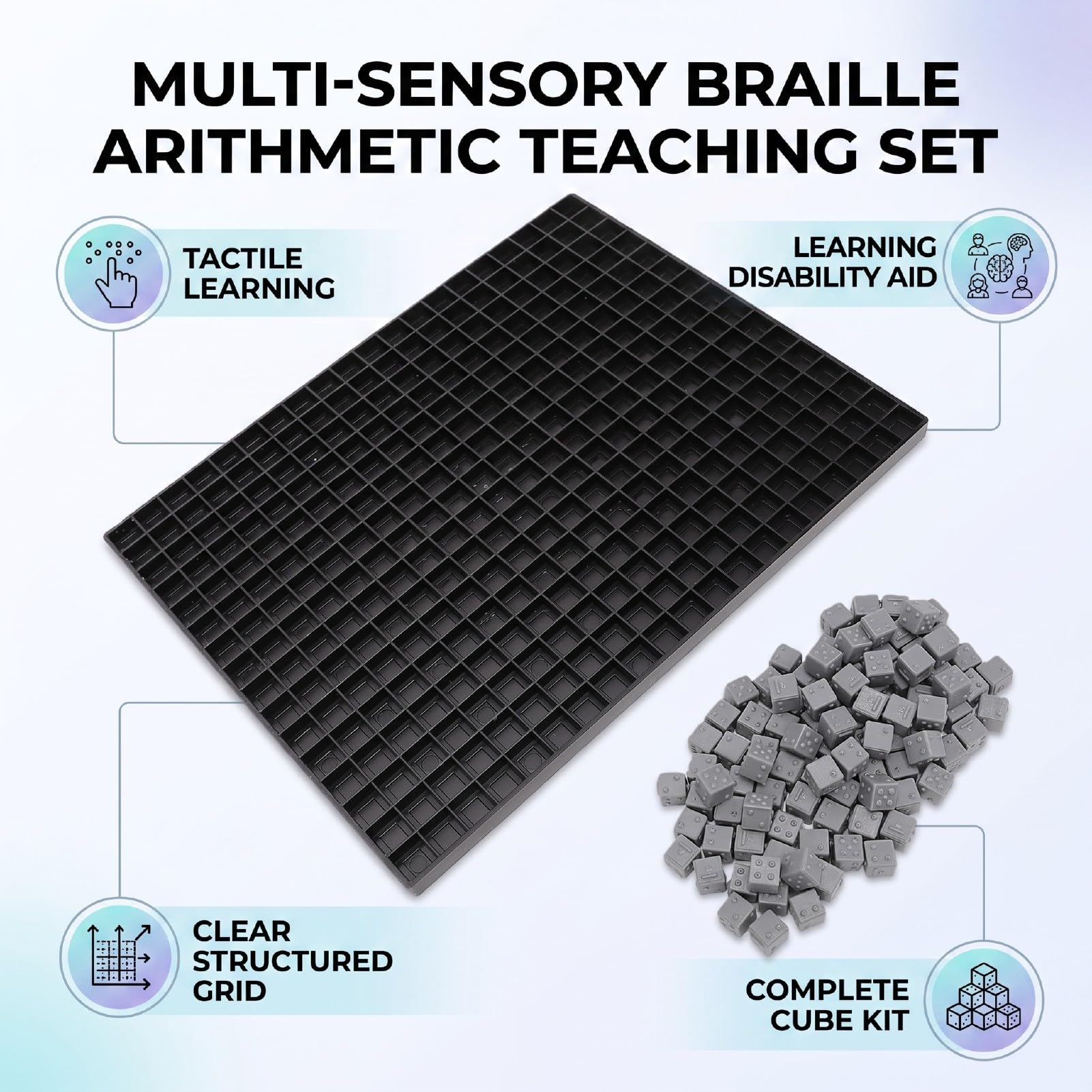 SUNGOOYUE Tablica do Nauki Matematyki Braille'a z 100 Kostkami i płytą ze