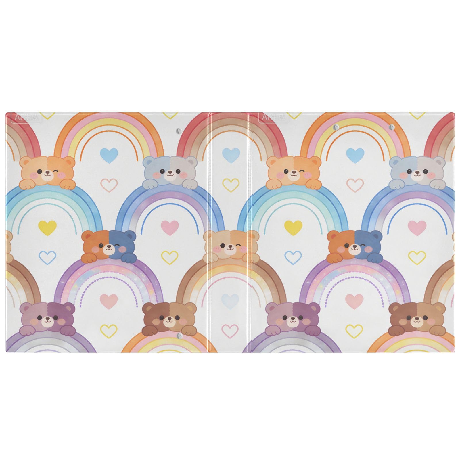 1-1/2 pollici materiale scolastico raccoglitore carino cartone animato arcobaleno orso