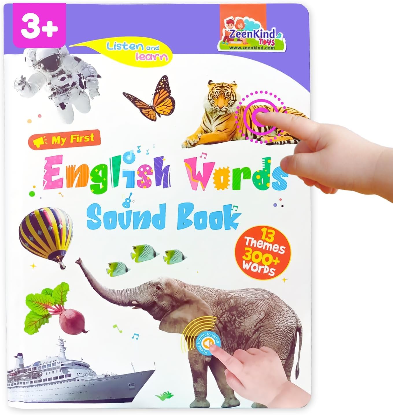Starnearby First English Words Sound Book, My First English Sound Toy – 300+ Words, 13 Themes, Speak and Spell, Fun Word Game, Juguete Educativo for Educational Language (Blue)