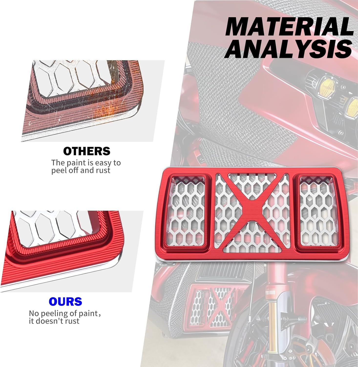 HDBUBALUS Motorcycle Oil Cooler Cover Front Radiator Guard Fit for Harley Touring 2023.5-2025 (Red)