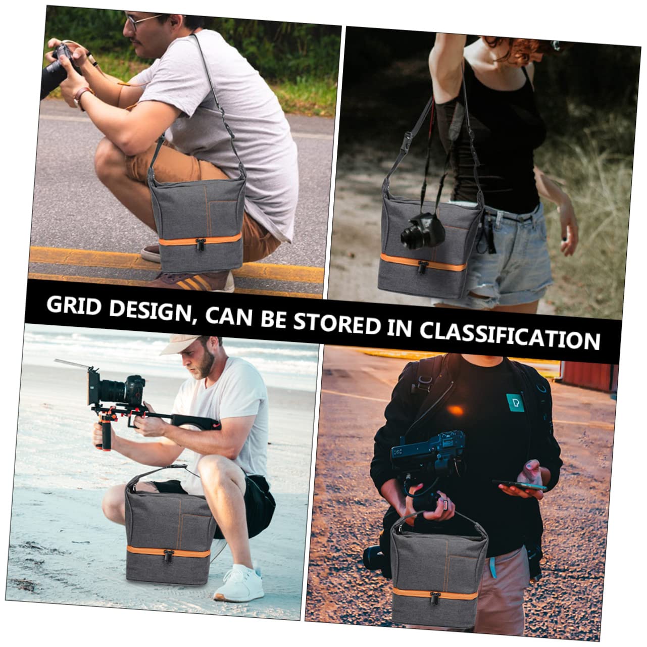 SHINEOFI Bolsa de Cámara Portátil y Prueba de con Compartimentos Separados para DSLR y Lentes para y Almacenamiento de Accesorios