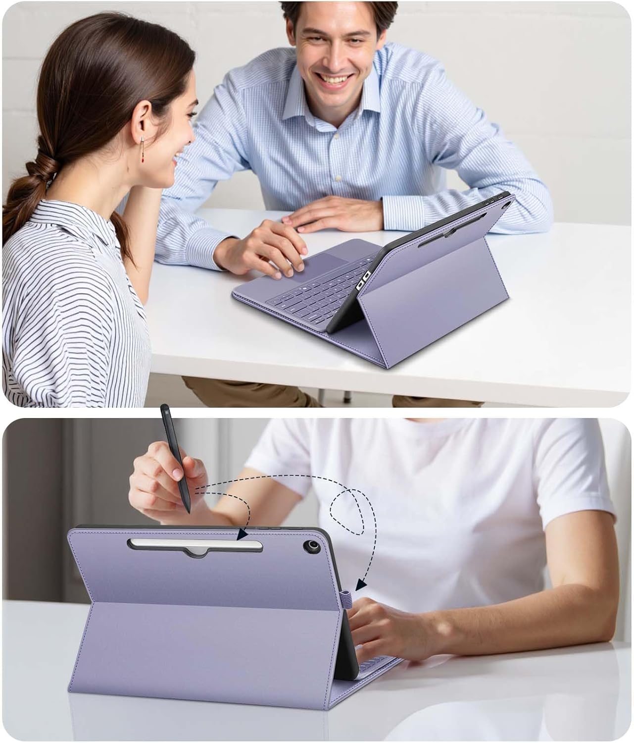 Fintie Protective Case for Microsoft Surface Pro 12 Inch (2025), Multi-Angle Viewing Portfolio Business TPU Back Cover with Pocket & Stylus Holder, Compatible with Type Cover Keyboard (Lilac Purple) - Image 9