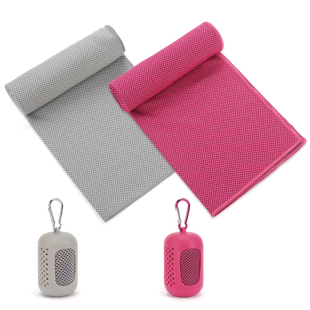 Serviettes Rafraîchissantes Generico - Lot De 3 - Microfibre Avec Housse Silicone - Pour Sport, Yoga, Voyage