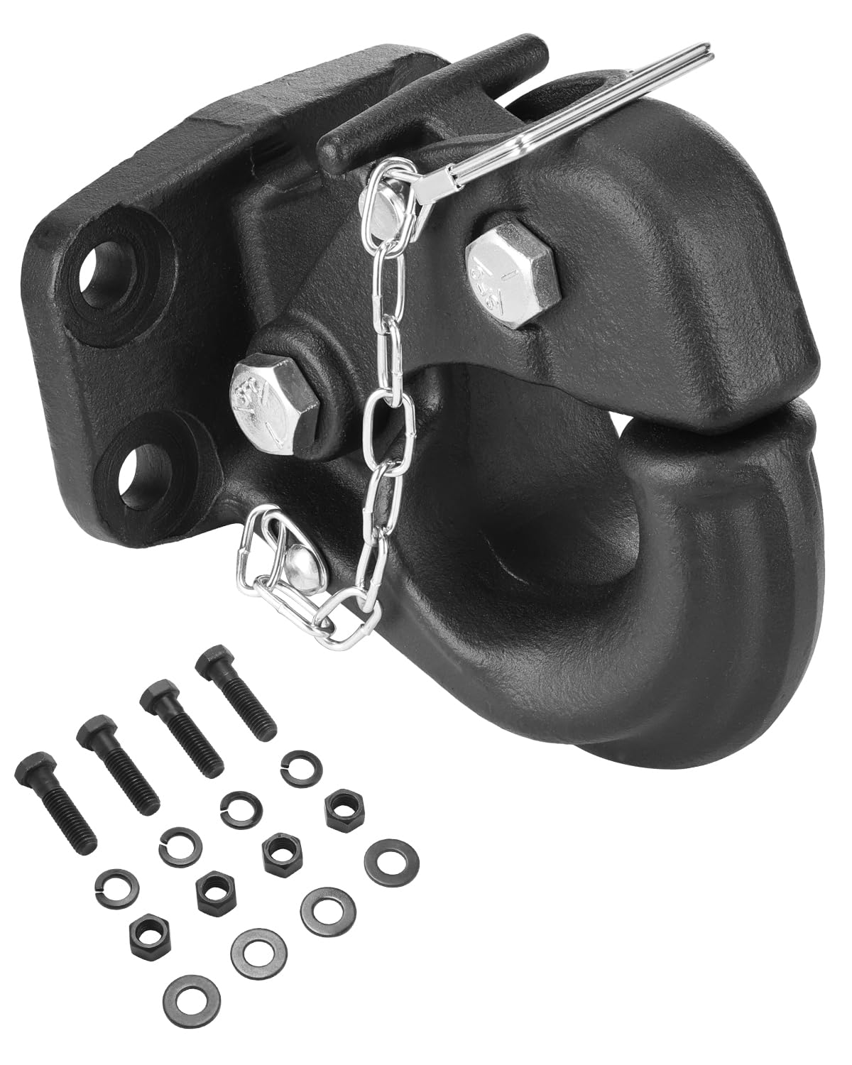 VEVOR Gancio a Perno 13605 kg Gancio di Traino Adatto per Anello a Lunetta da 63,5 a 76,2 mm con Kit di Montaggio, Adesivi di Avvertimento Fosforescenti, Verniciatura a Polvere Nera, per Vari Veicoli