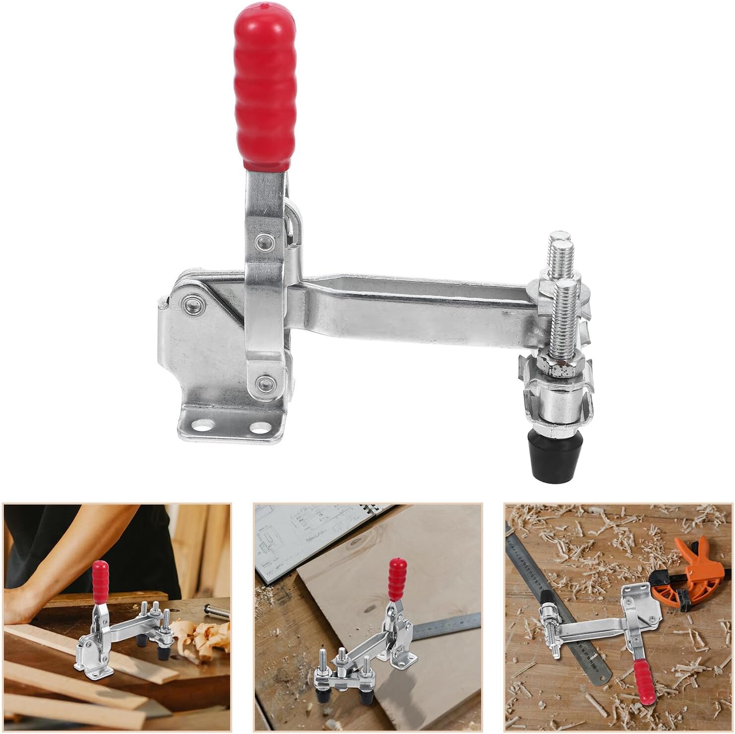 2pcs Vertical Welding Toggle Clamp with Rubber Tip Quick Release Iron Fixed Fixture Clamps for Woodworking and Metalworking Holding