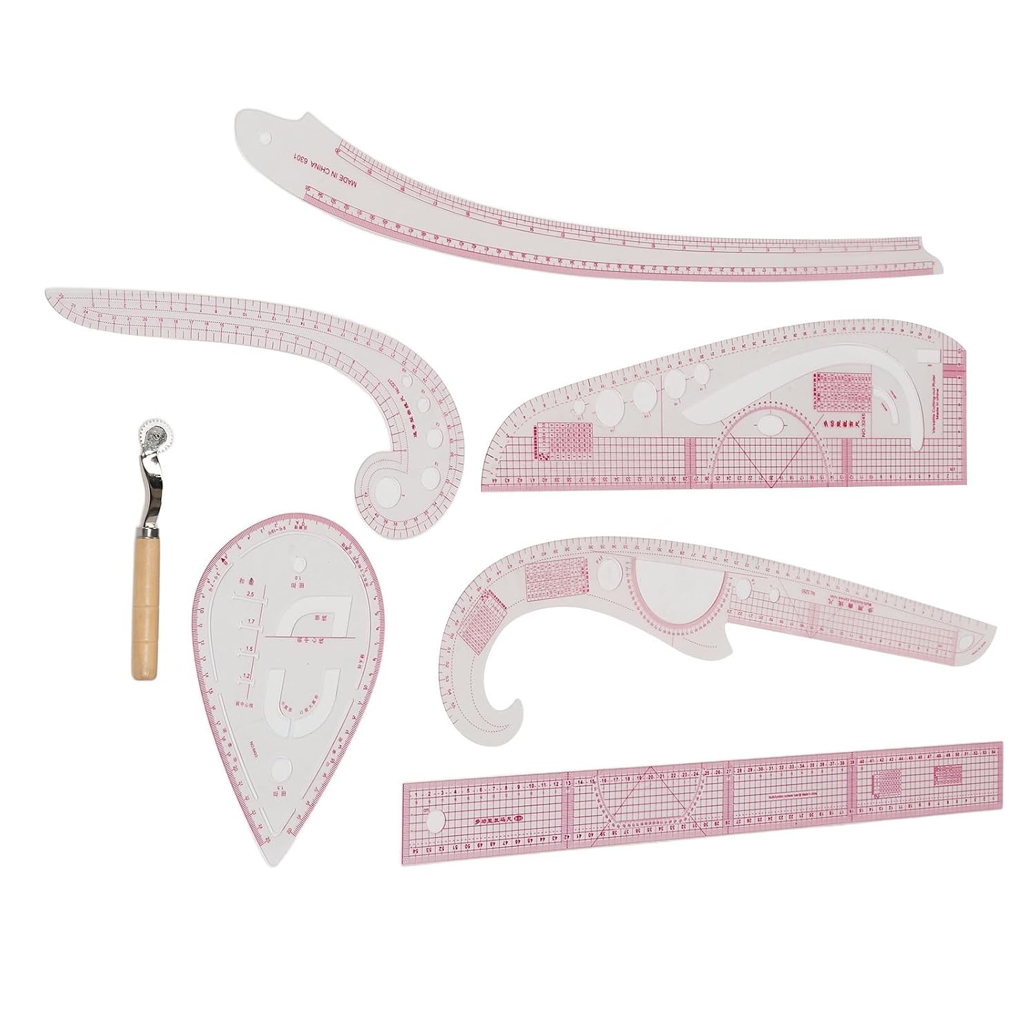 Pattern Sewing Ruler, 7 Pieces Strong French Curve Ruler for Dressmaking
