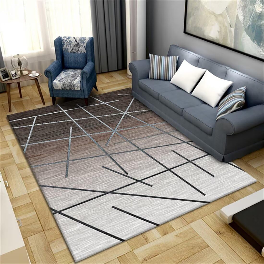Descente de lit tapis de jeux bebe gris 50x70cm lavable pour decoration chambre adulte