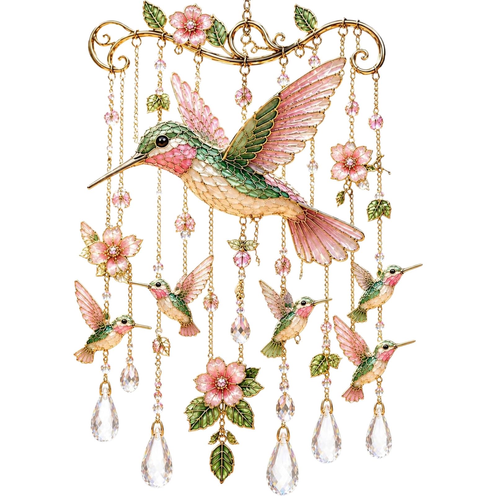 zoocco Hummingbird Wind Chimes for Outside Memorial Garden Gift (FF)