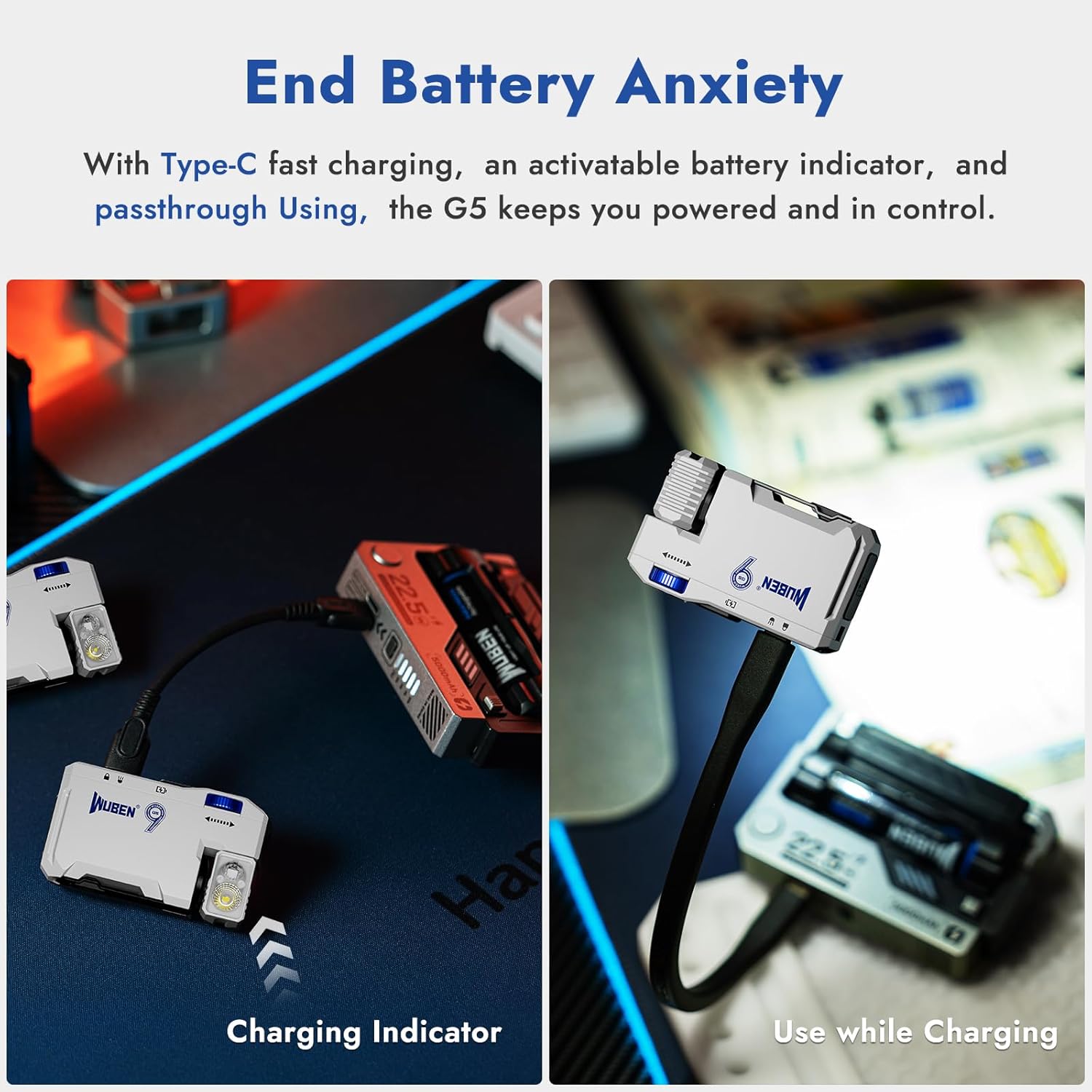 Flowchart illustrating RGB light operation: switching from white light, cycling through colors, activating beacon modes, and warning light modes.