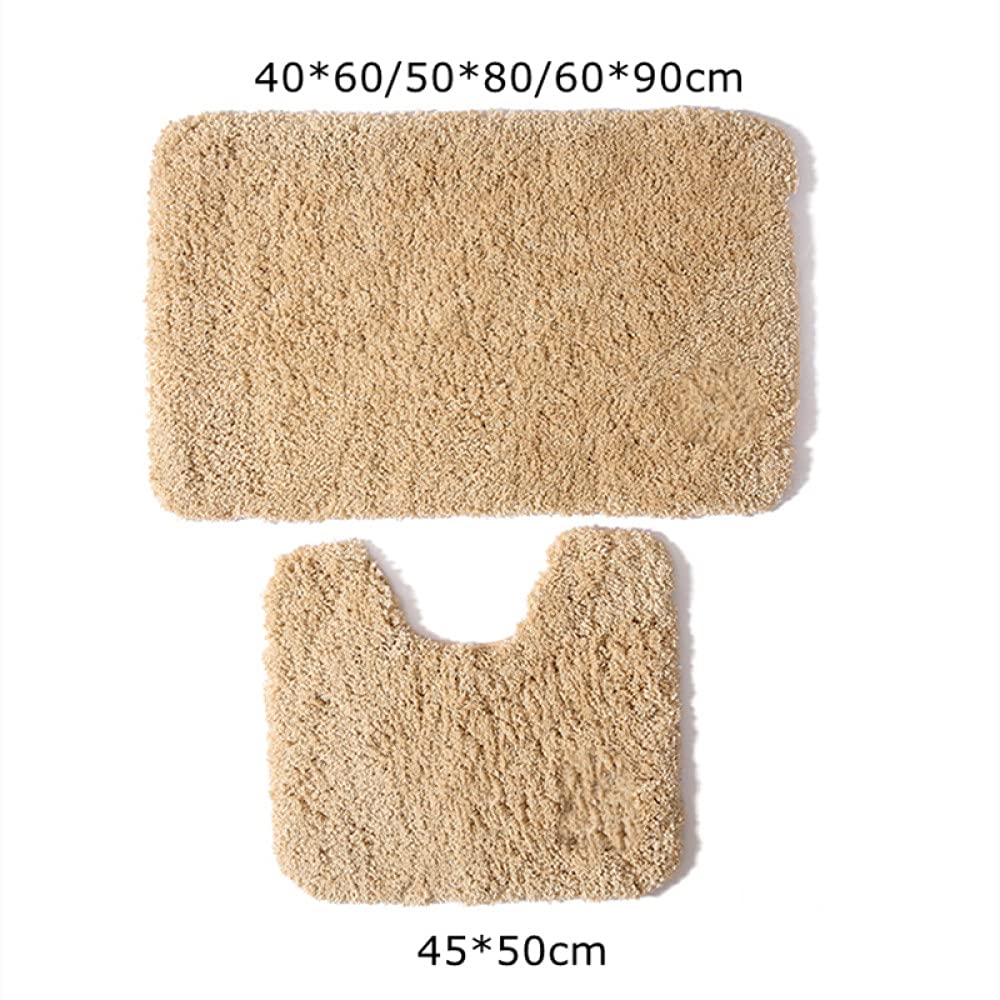 Ensemble de Tapis de Bain en Microfibre pour Salle de Bain en Forme de U et Kit de Tapis de Toilette rectangulaires Tapis de Sol Lavables en Machine dans la Salle de Bain, Rouge 2 pièces, rectangle40
