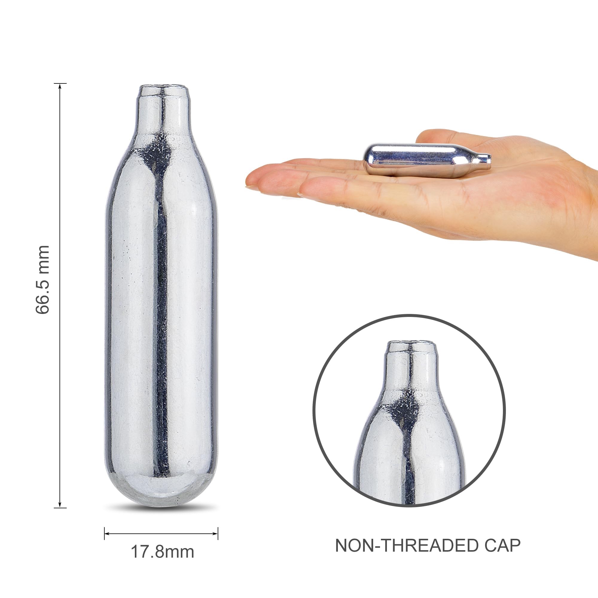 Cartouches CO2, Bouteille de gaz CO2 Haute pureté avec boîtier en Acier, sans Huile & Conception Anti-Fuite pour appareils pneumatiques & Accessoires