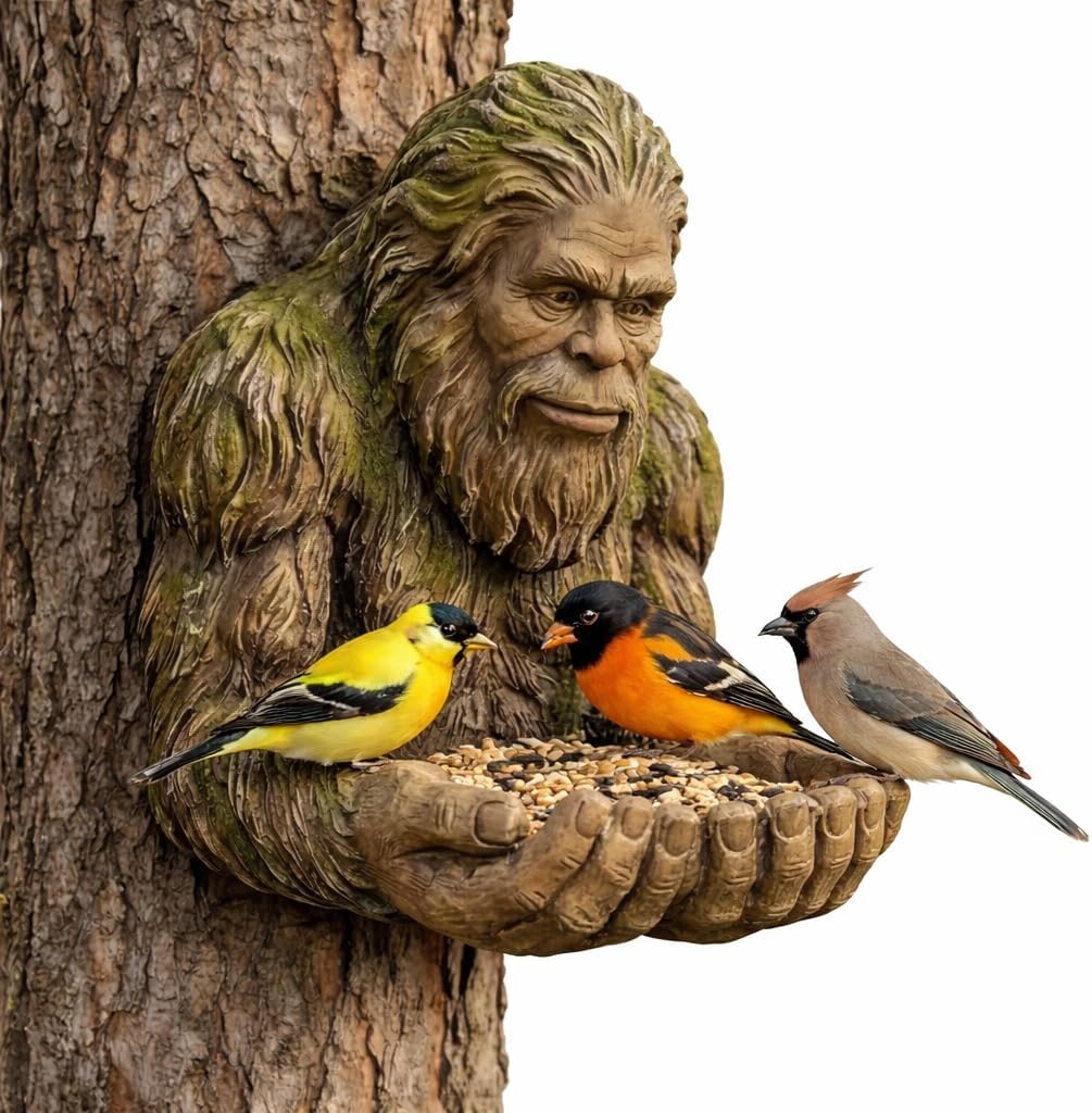 Auetrcls Bigfoot Tree Bird Feeder – Sasquatch Sculpture for Garden Decor