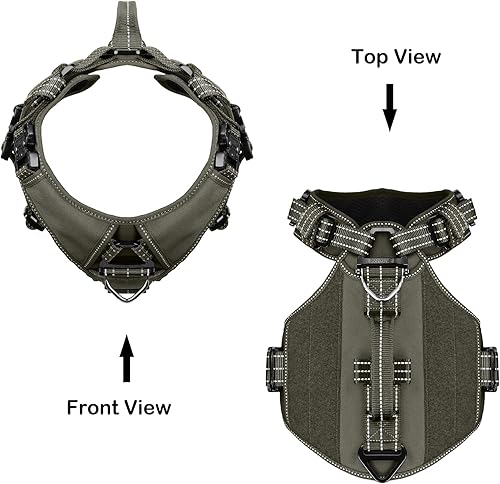 Miniatura 8 de ICEFANG GN8 Tactical Dog Harness with 4X Metal Buckles for Medium Sized Dogs,Reflective in Training Walking K9 Vest,No-Pull Front Leash Orange