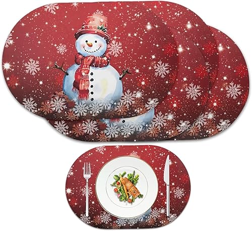 Miniatura 102 de Juego de 6 manteles individuales lavables para mesa de comedor, resistentes al calor, mesa de cocina, decoración del hogar, lavable, ovalada, de