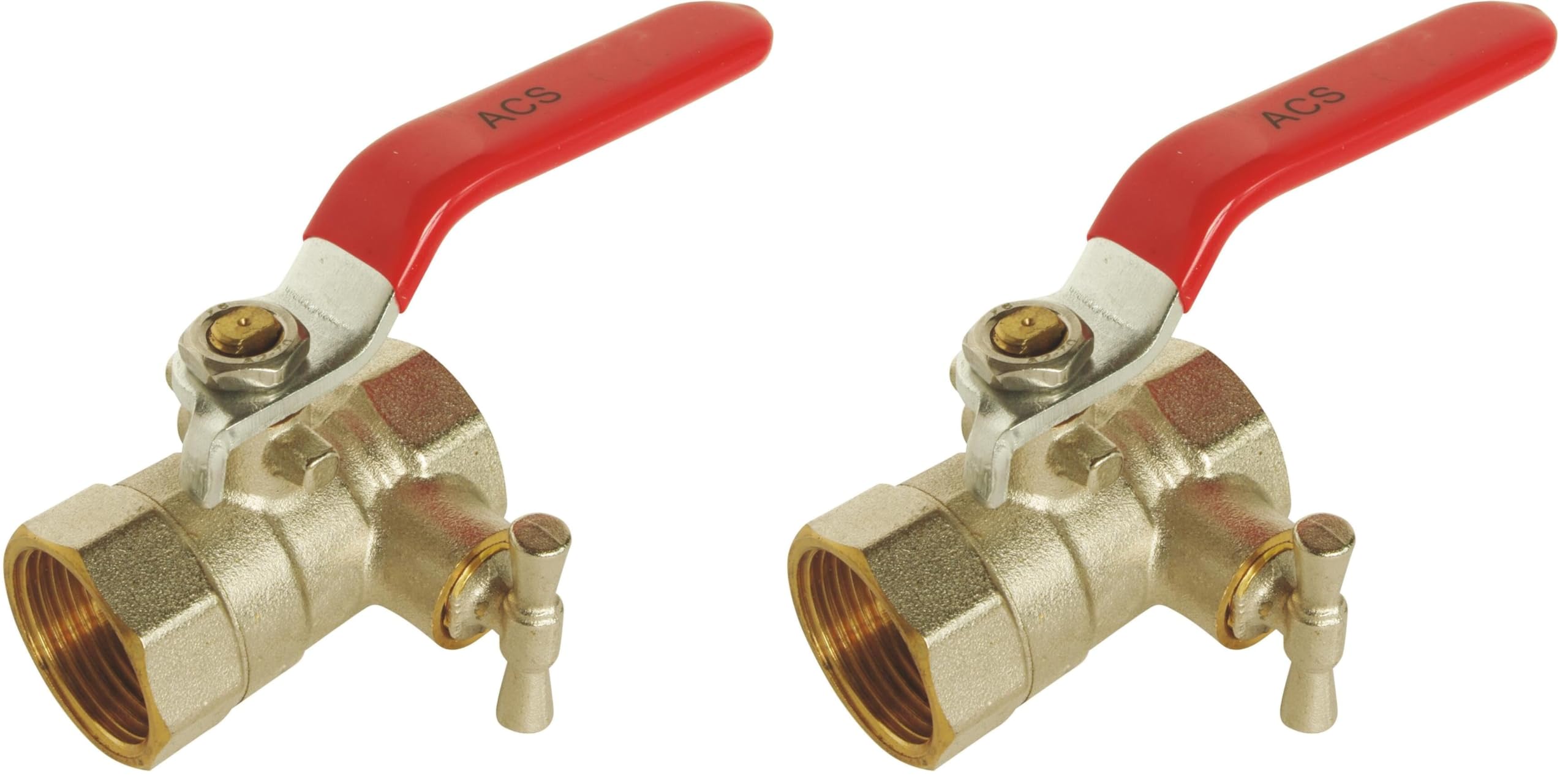 Vanne à sphère double femelle 3/4 SOMATHERM en laiton avec purge pour tuyau d'eau (Lot de 2)