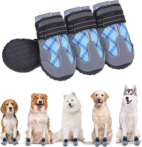 BEAUTYZOO Zapatos para perros, botas y protectores de patas para perros pequeños, medianos y grandes, zapatos de agua reflectantes para perros,