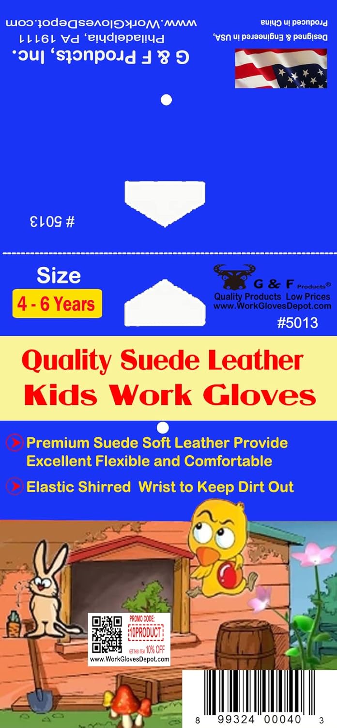JustForKids Synthetic Leather Kids Garden Gloves Grey, 4-6 Years Old, Durable, Breathable, Non-Slip, Adjustable Safety Cuff, Child-Sized Work Gloves for Planting, Digging, Weeding, Outdoor Play, DIY - Image 5
