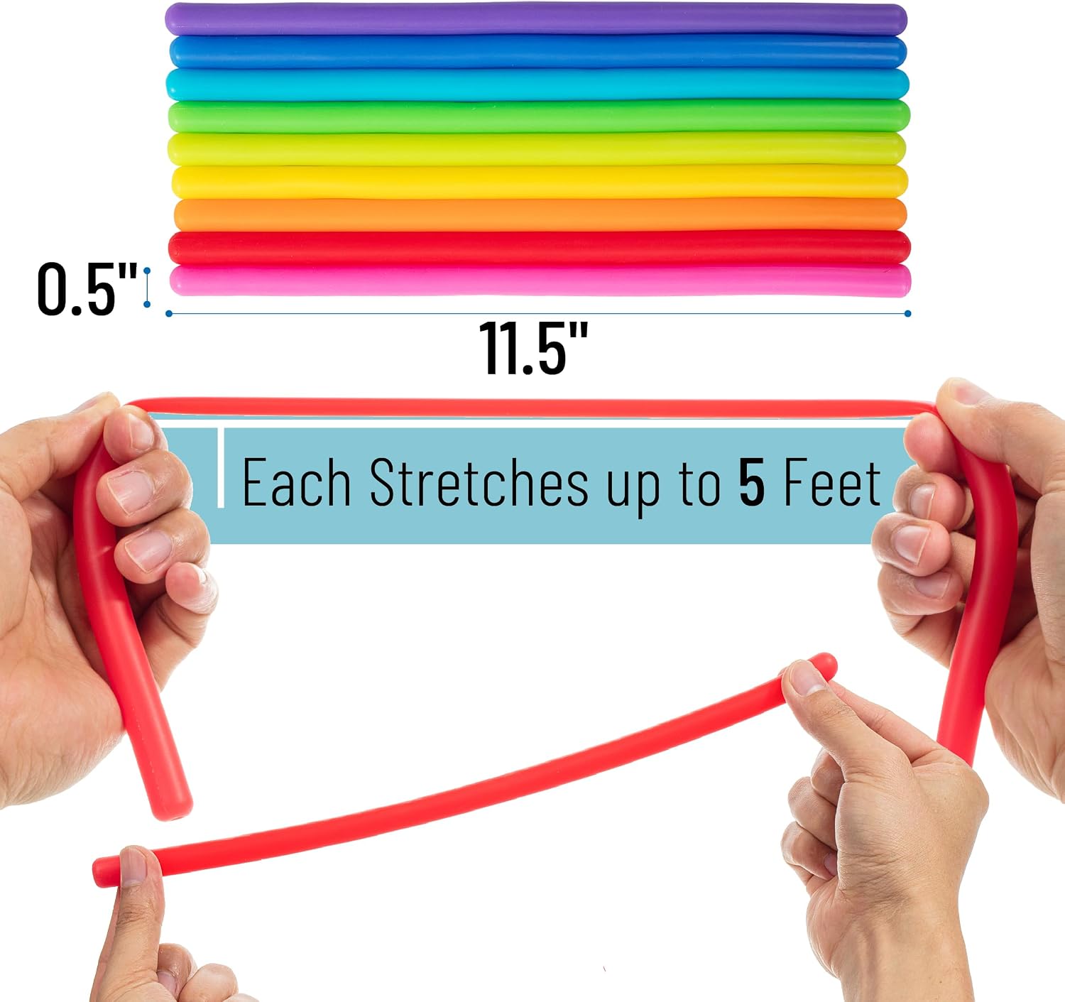 Mr. Pen- Monkey Noodles Fidget Toy, 9 Pack, Rainbow Rocket Color Theme image 4
