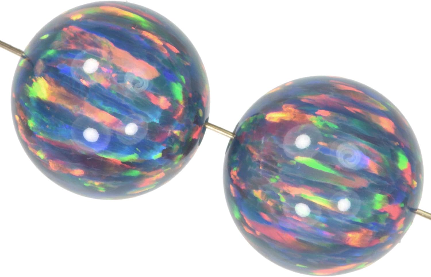 uGems Created Opal Slate-Grey Base Beads 8mm 2 pcs