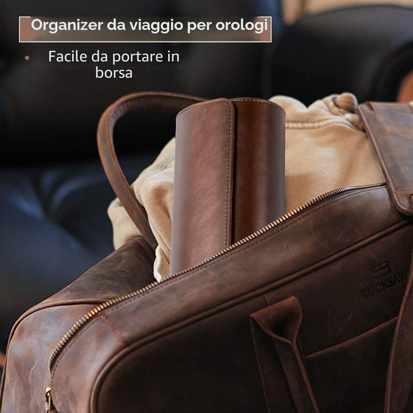 VINBAGGE Scatola Per Orologi in Pelle Sintetica, Porta Orologi da Viaggio per 3 Orologi,Porta Orologi Uomo con Cuscino Rimovibile,Portatile Scatola per Uomo Donne