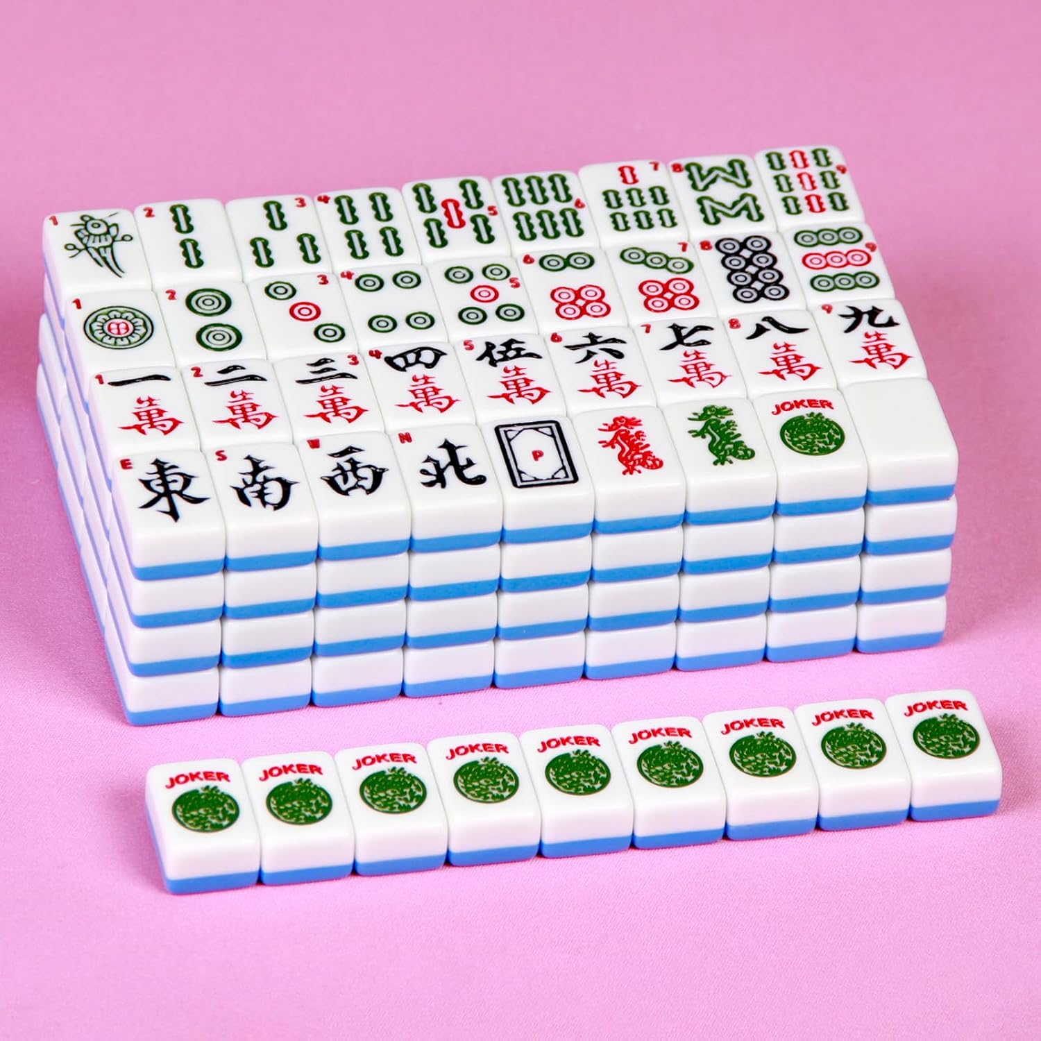 Travel Mahjong Set 24MM American Mahjong Set 166-piece Mahjong Tile Set Blue American Mahjong Tile Set