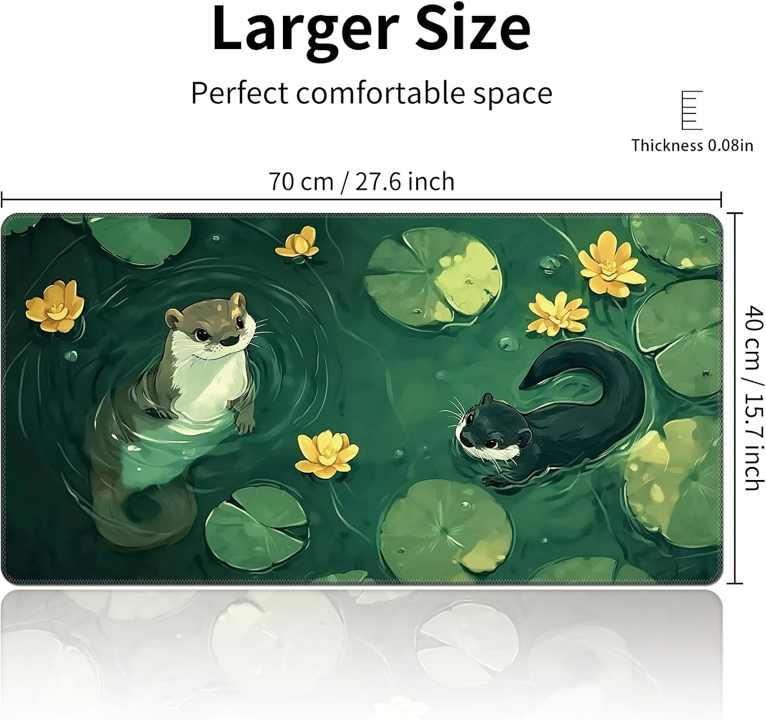 MTG Playmat 27.5 x 15.7in Includes Storage Bag,TCG Playmat with Soft Surface Premium Non-Slip Rubber Backing Stitched Edges Durable Gaming Mat,Swimming Otters