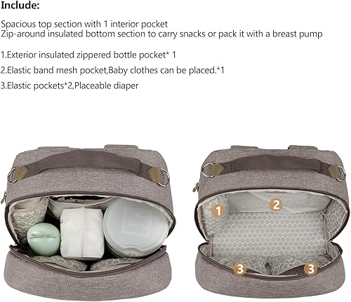 Miniatura 2 de Bolsa para extractor de leche con compartimento para extractor de leche, bolsa enfriadora de tamaño mediano, bolsa de bombeo de doble capa para mamá