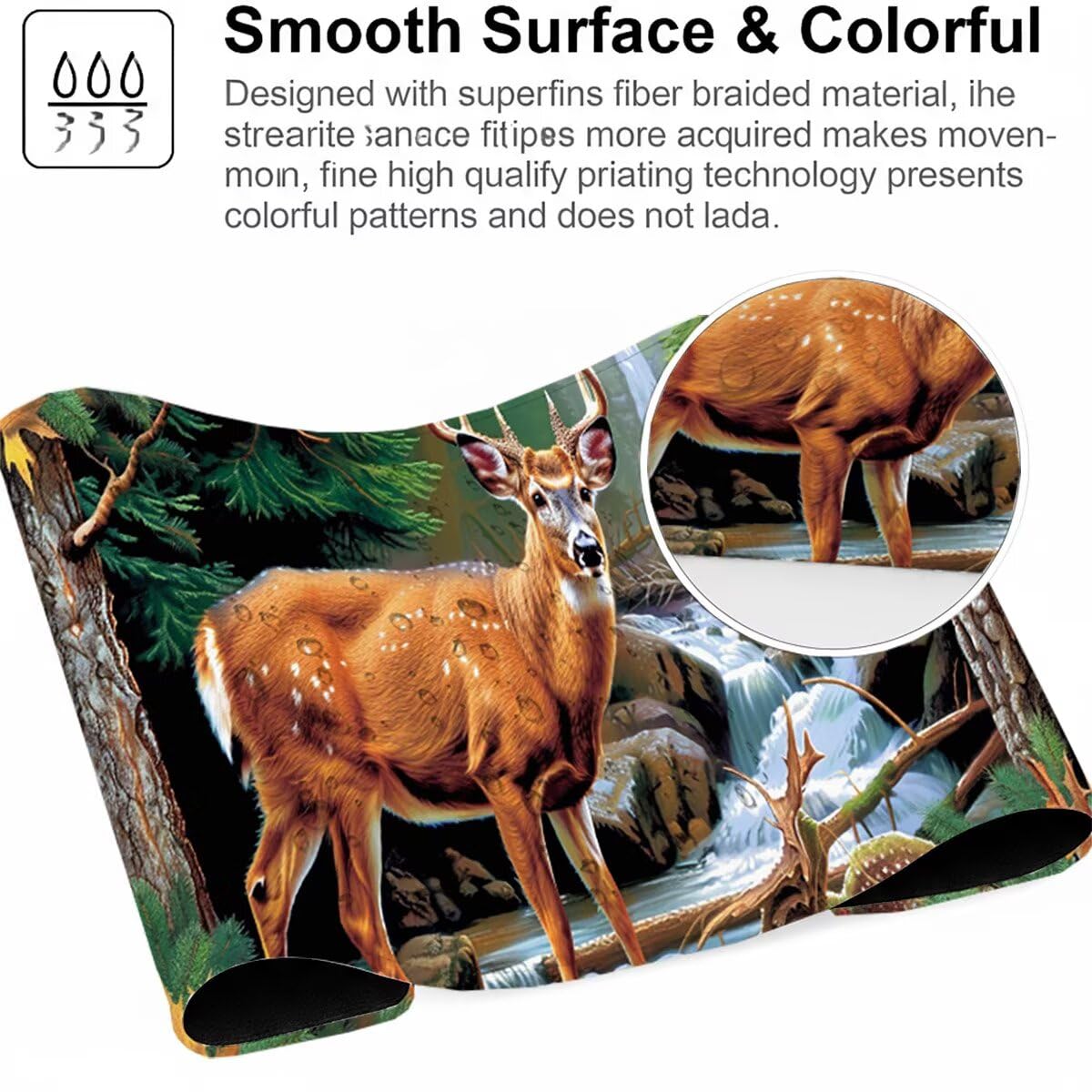 Tappetino per Mouse Gaming XXL 1200x600x3mm – Ufficio Mousepad Grande – Migliora la Velocità e la Precisione Tenuta Stabile Sottomano per Ufficio e Casa Accessori Scrivania – Animale Cervo LMDT6948