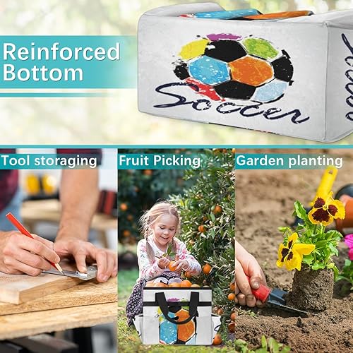 Miniatura 7 de Bolsa de herramientas de jardín de fútbol de acuarela para mujeres y hombres, bolsas de almacenamiento de herramientas de jardinería con 10
