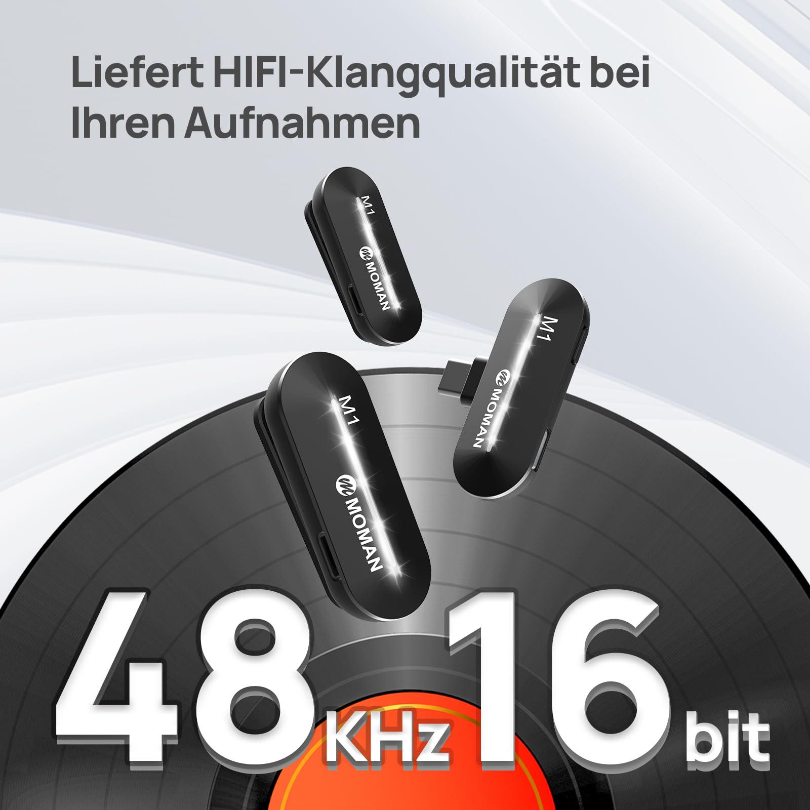 Moman Kabelloses Lavalier Microphone, CP1X(C) 2.4GHz【Type-C&USB】 2TX&1RX Ansteckmikrofon für Android Phones Tablet Vlog Live-Streaming Tiktok,Drahtloses-Lavalier-Mikrofon-Funkmikrofon-Smartphone