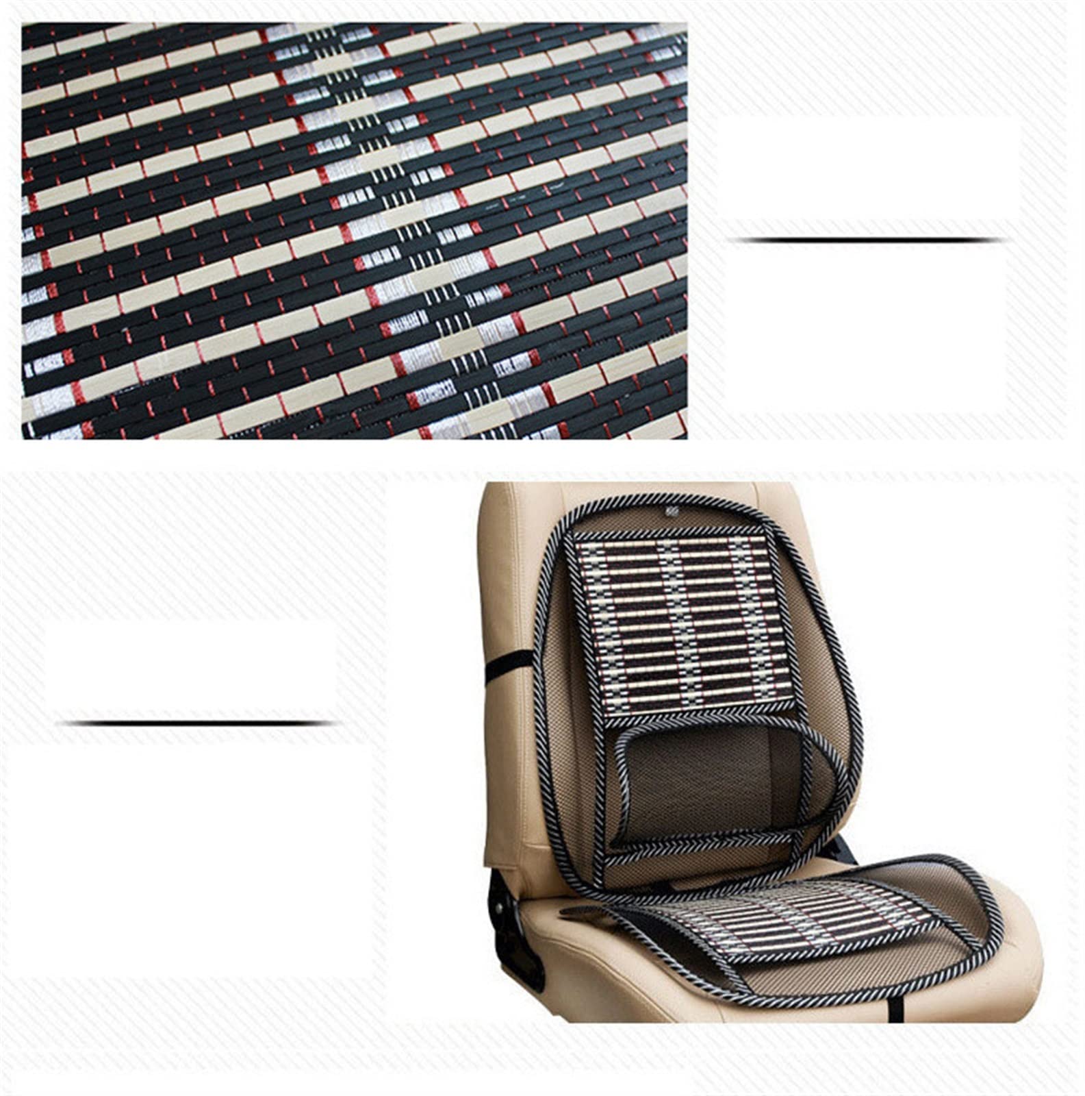 Almohadilla ergonómica de bambú for asiento de automóvil, asiento de automóvil transpirable universal Silla de oficina Cojín de cubierta de viruta de bambú con respaldo lumbar de malla fresca, almohad