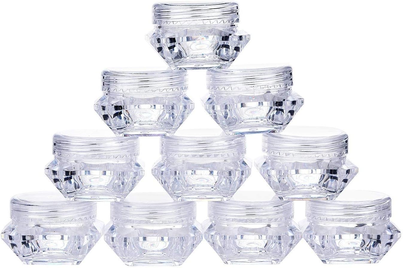 TeeMocom TMO 100pcs 5 Gram Clear Jars Plastic Jars Plastic Cosmetic Container Empty Cosmetic Sample Containers Transparent 5G/5ML Plastic Pot Jars for Eye Shadow,Nails,Powder,Paint