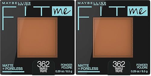 Maybelline Fit Me Matte + Poreless - Maquillaje facial prensado en polvo, trufa, 1 unidad (paquete de 2)